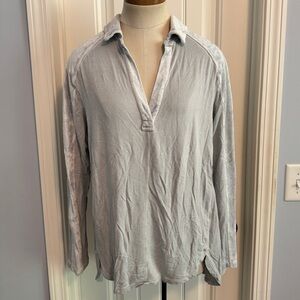 XCVI Medium Gray Velvet & Suede Feel Tunic Top ~ Minimalist Lagenlook Casual